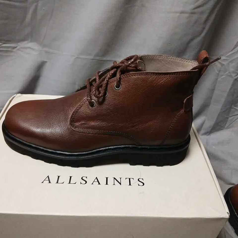 ALLSAINTS CHESTNUT LEATHER MID BOOTS, UK 7 (US 8 / EU 41)