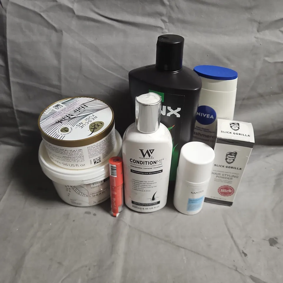 APPROXIMATEY 20 ASSORTED HEALTH AND BEAUTY PRODUCTS TO INCLUDE - KANZEN HYPOSOOTHE CREAM - SLICK GORILLA STYLING POWDER - LYNX 3IN1 WASH - ETC