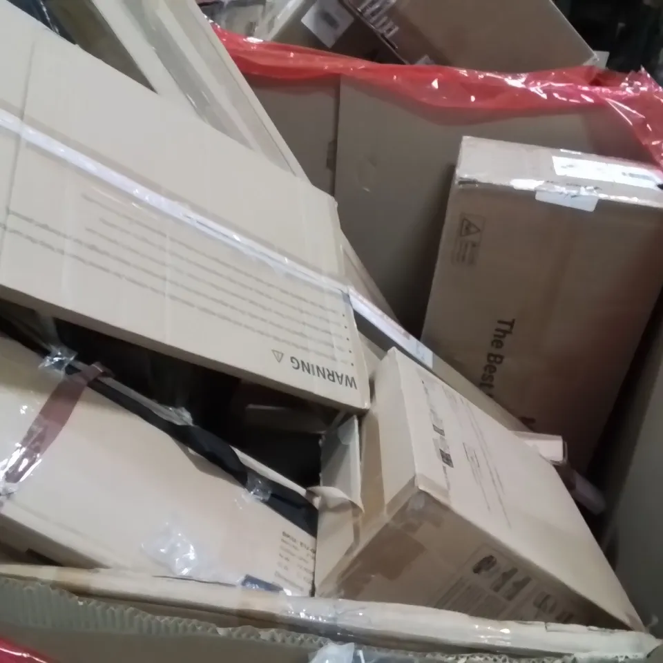 PALLET OF ASSORTED HOUSEHOLD GOODS AND PRODUCTS TO INCLUDE;DOOR MAT,CARPET CLEANER,CEILINGS FAN