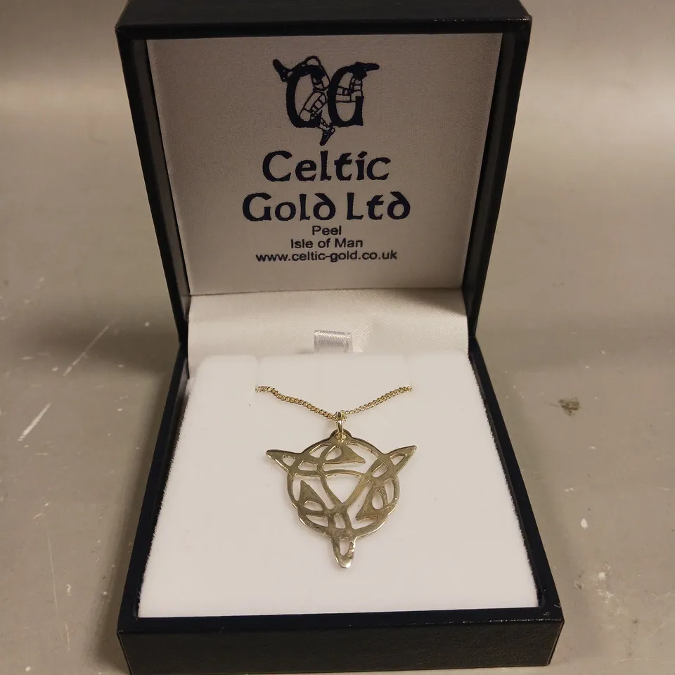 CELTIC GOLD LTD OPEN WORK CELTIC PENDANT NECKLACE 