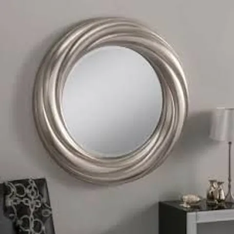 BRAND NEW BOXED HOMESDIRECT365 SWIRL SILVER MODERN WALL MIRROR