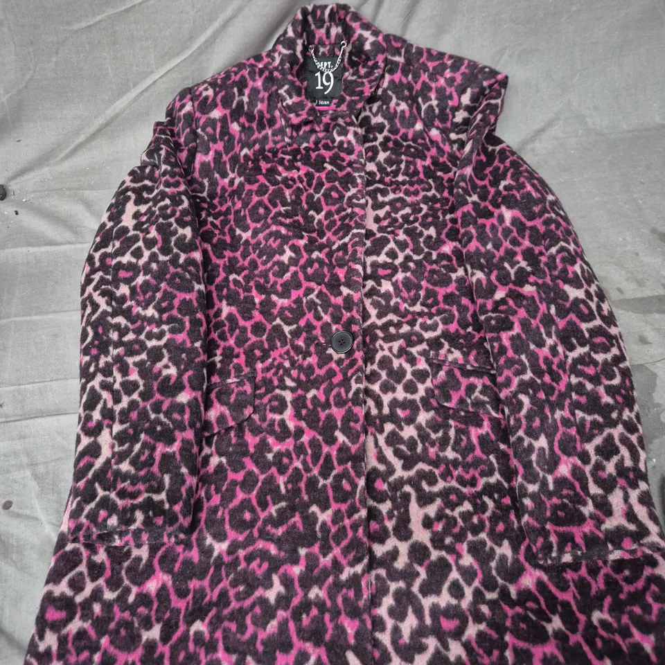Sept. 19 Leopard Print Coat – Pink/Black, UK 14 (EU 40)