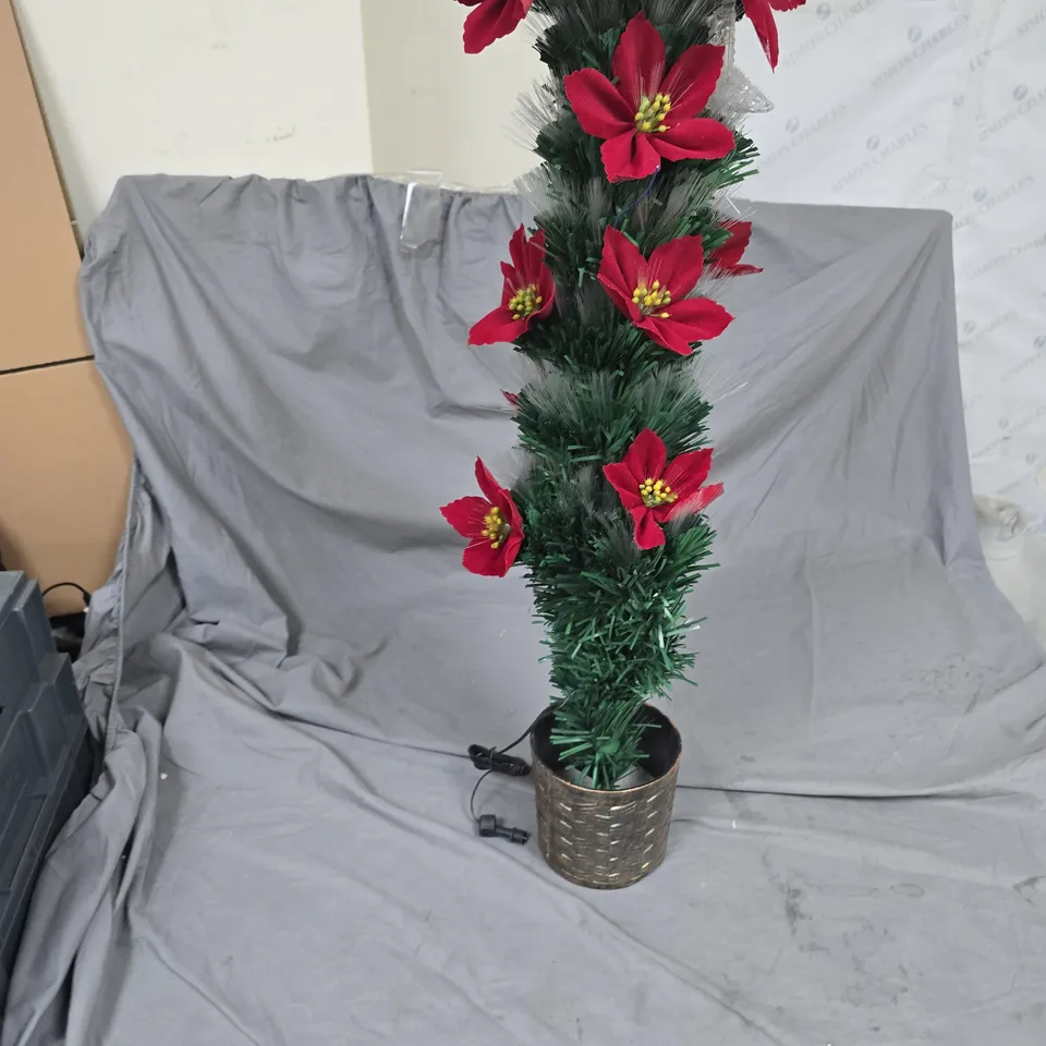 ARTIFICIAL RED FLOWER TOPIARY IN DECORATIVE GOLD POT