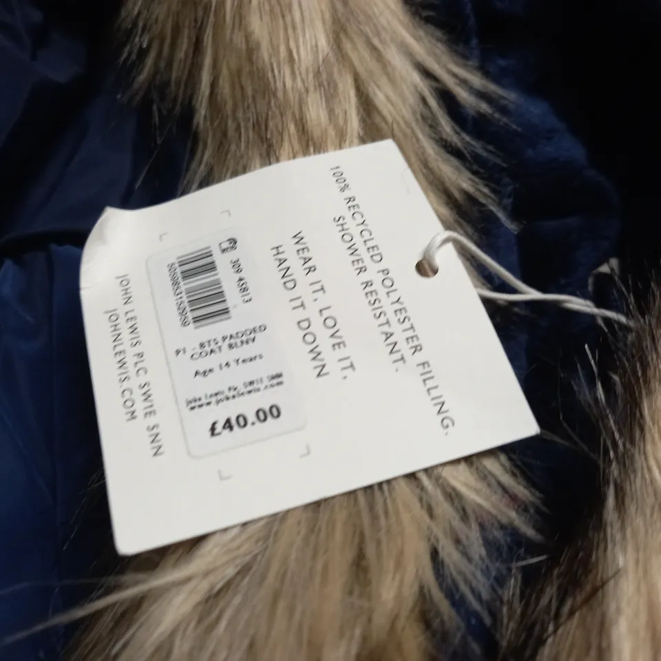 JOHN LEWIS NAVY PADDED COAT - AGE 14 YEARS