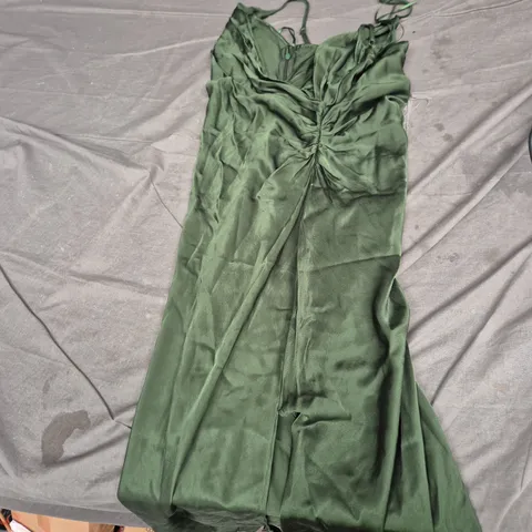 ZARA SATIN GREEN RUCHED DRESS – WOMEN'S UK SIZE S (US S)
