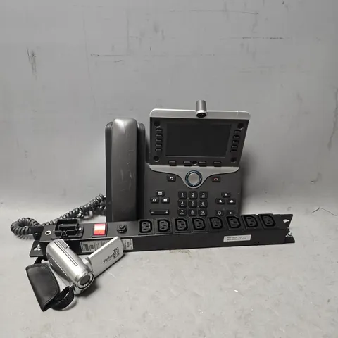 BOX OF APPROXIMATELY 10 ASSORTED ITEMS TO INCLUDE - VIVITAR DVR 508 , POWER DISTURBITION UNIT ETC