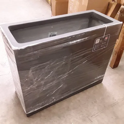 BOXED SET OF 2 FAUX LEAD DARK GREY LIGHT CONCRETE FIBRESTONE TROUGH OUTDOOR PLANT POT 40CM