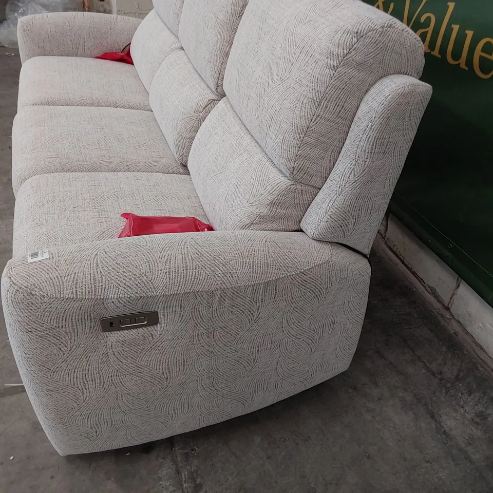 QUALITY BRITISH DESIGNER G PLAN MALVERN POWER RECLINING THREE SEATER SOFA MASCA SMOKE FABRIC 