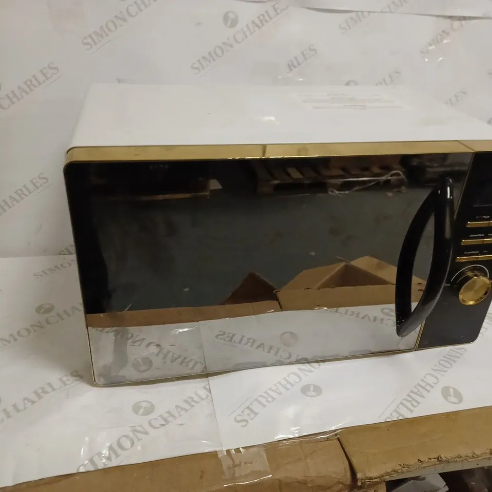 SWAN GATSBY WHITE AND GOLD 800W 23 LITRE DIGITAL MICROWAVE