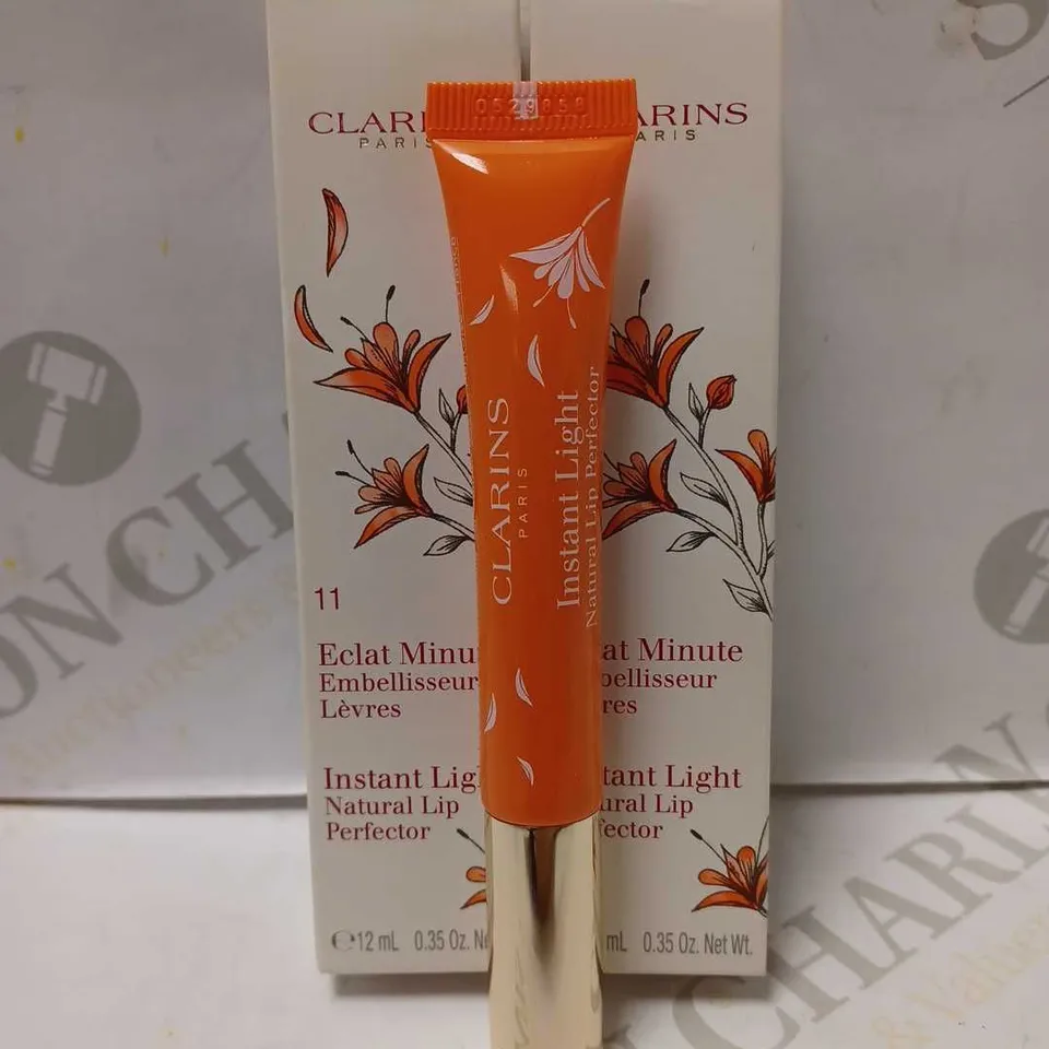 LOT OF 2 CLARINS INSTANT LIGHT NATURAL LIP PERFECTORS - #11 ORANGE SHIMMER