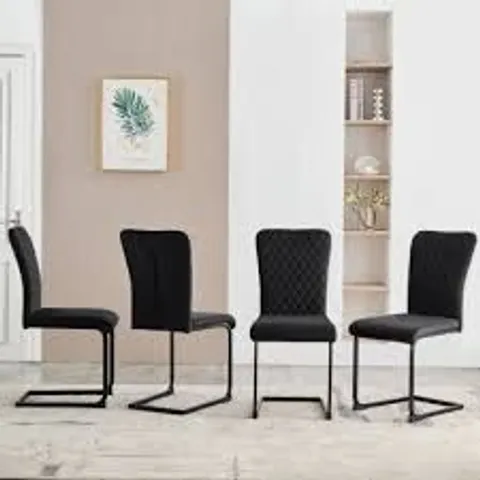 BOXED SET OF 4 DARNICE VELVET UPHOLSTERED ARMLESS DINING CHAIRS - BLACK (1 BOX)