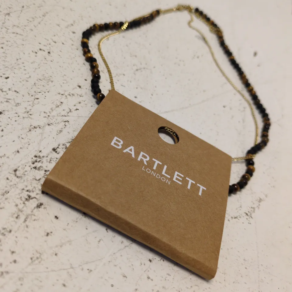 BARTLETT LONDON BEADED NECKLACE - BLACK & AMBER BEADS WITH GOLD CHAIN