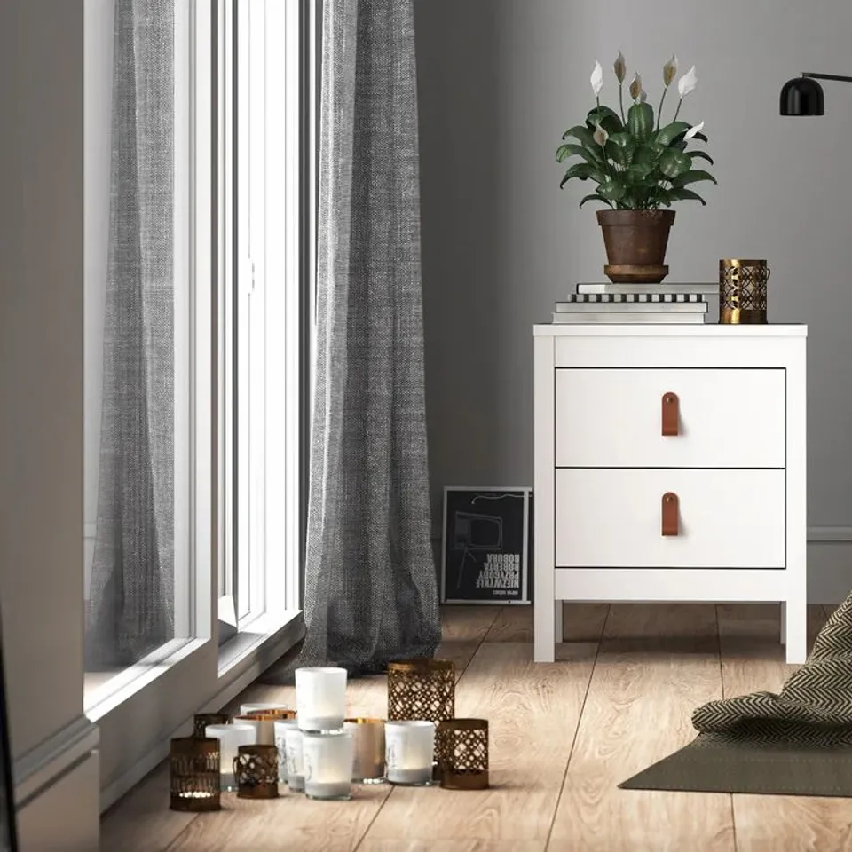 BOXED CYNTERIA 2 DRAWER BEDSIDE TABLE 