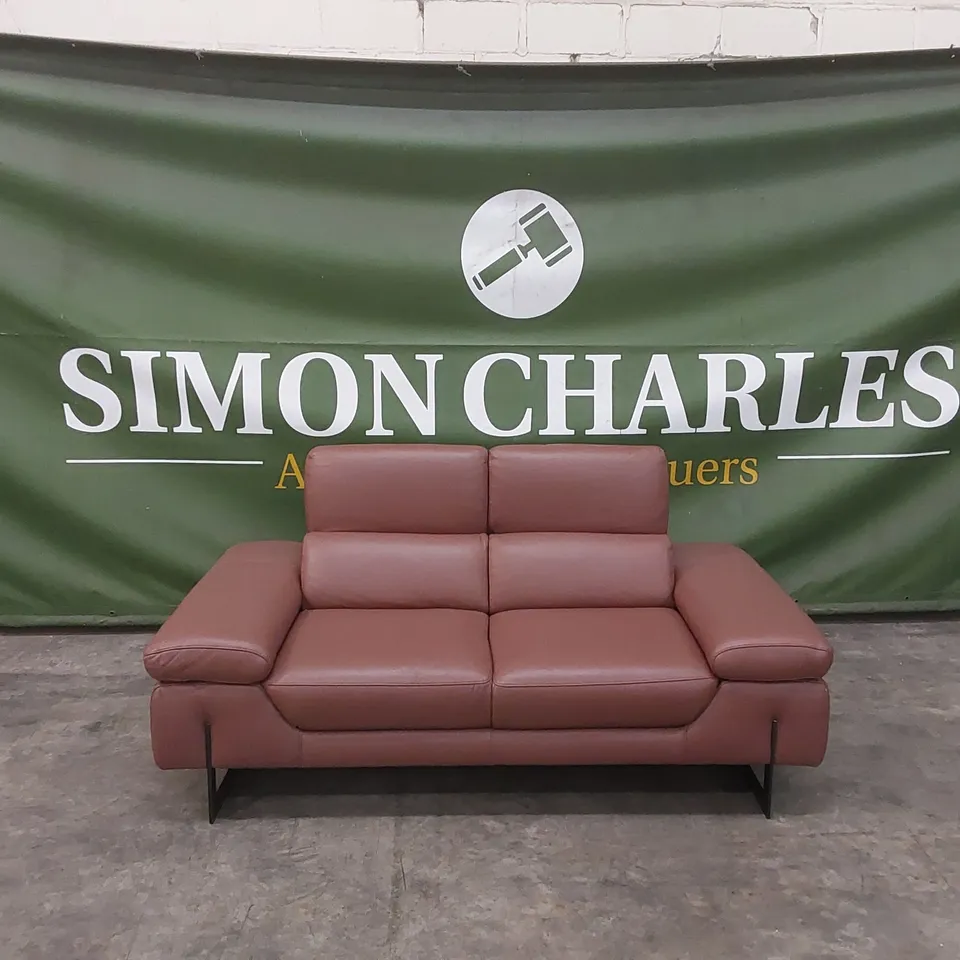 QUALITY DESIGNER ITALIAN MADE 2 SEATER LEATHER SOFA WITH ADJUSTABLE HEAD & ARMRESTS