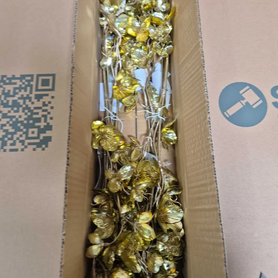 BOX OF APPROX 12 GISELA GRAHAM DECORATIVE GOLD ARTIFICIAL FLORAL STEMS