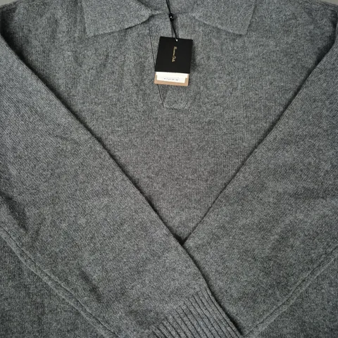 MASSIMO DUTTI LONG SLEEVE WOOL TOP IN DARK GREY SIZE LARGE