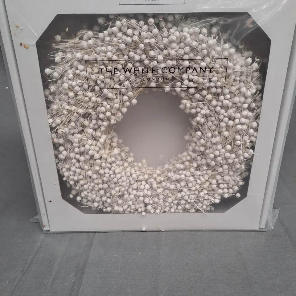 BOXED THE WHITE COMPANY DRIED LINUM WREATH 