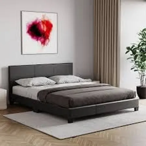 BOXED LASSIC VIDA DESIGN LISBON DOUBLE FAUX LEATHER BED - BLACK (1 BOX)