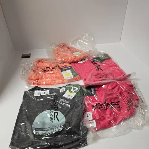 BOX OF APPROXIMATELY 20 ASSORTED REGATTA T SHIRT IN VARIOUS STYLES , COLOURS AND SIZES INCLUDING WOMENS FINGAL , HYPER DIMENSION AND FILANDRA