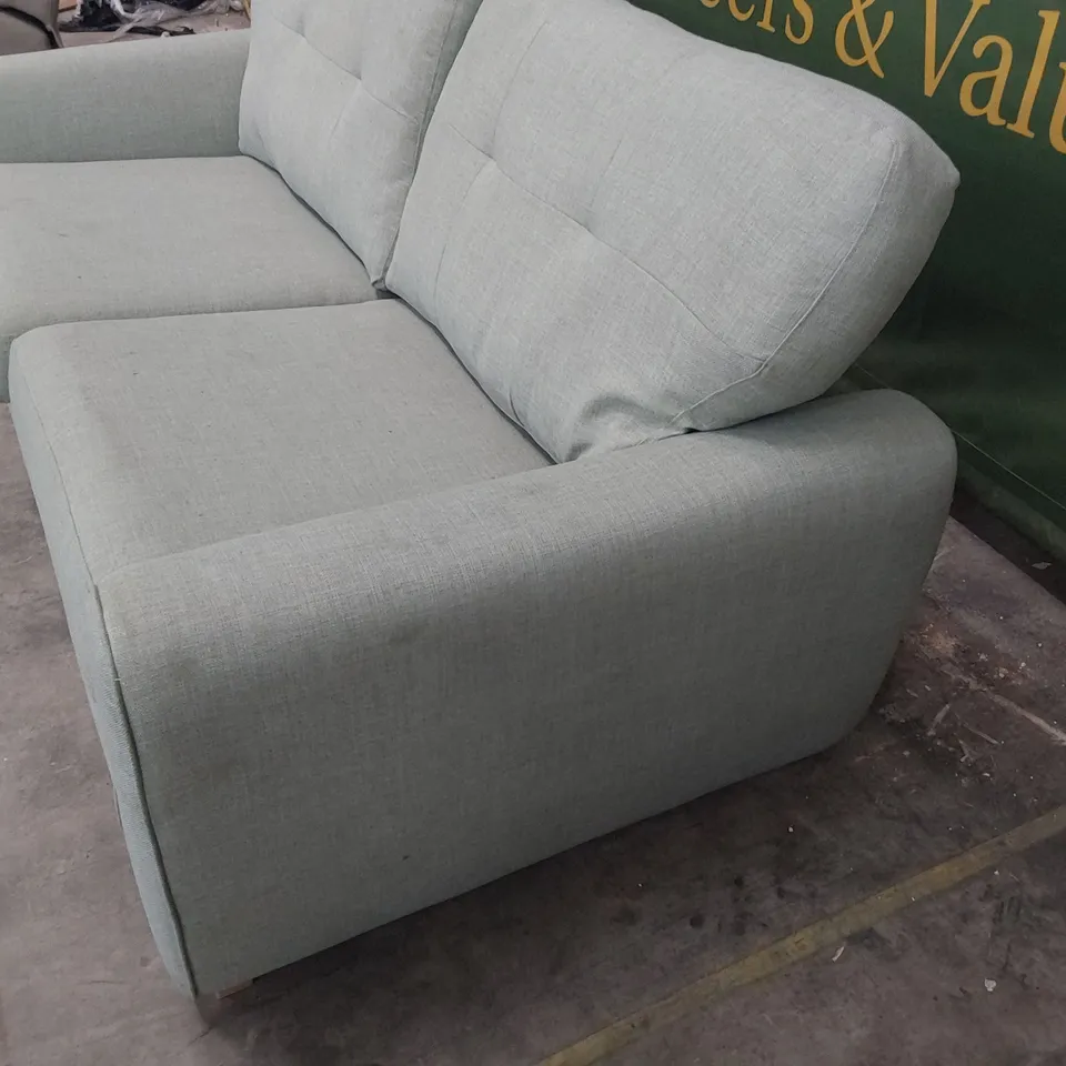 DESIGNER THREE SEATER SOFA DUCK EGG GREEN FABRIC