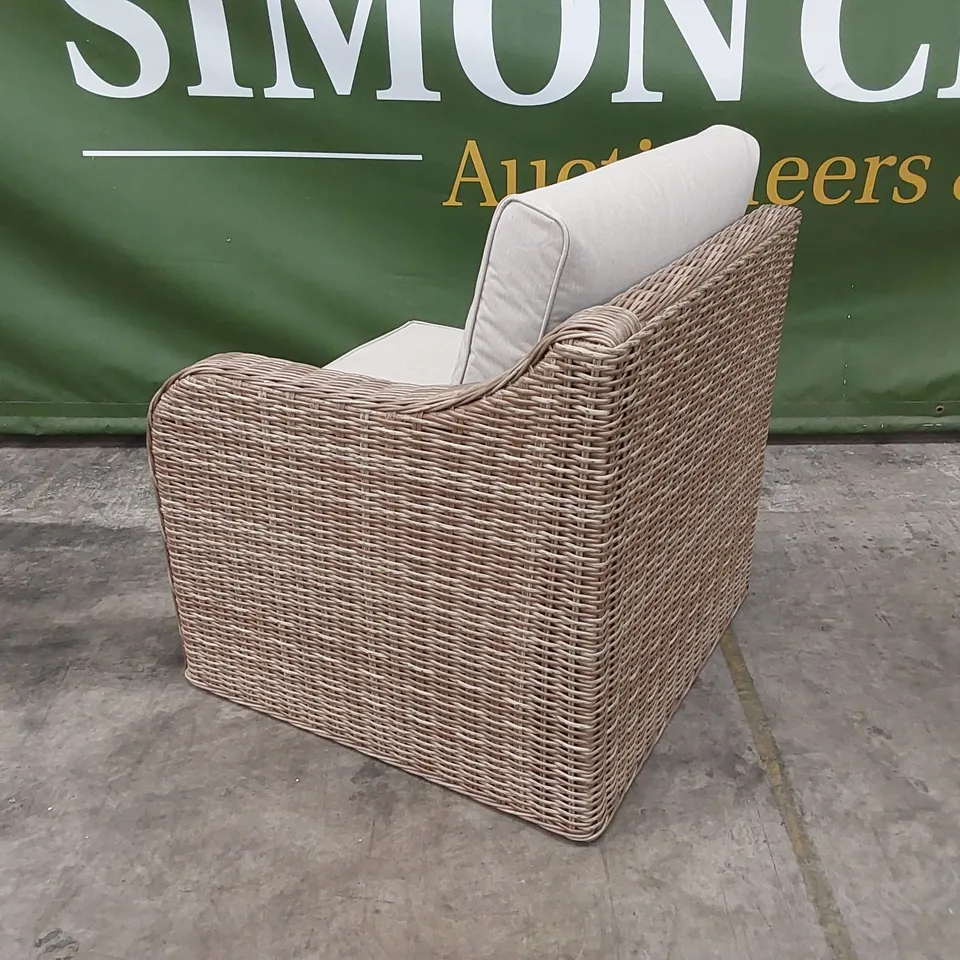 BOXED PRIMROSE LIVING GARDEN AND PATIO CURVED ARM RIGHT CORNER SOFA CHAIR PIECE IN NATURAL COLOUR