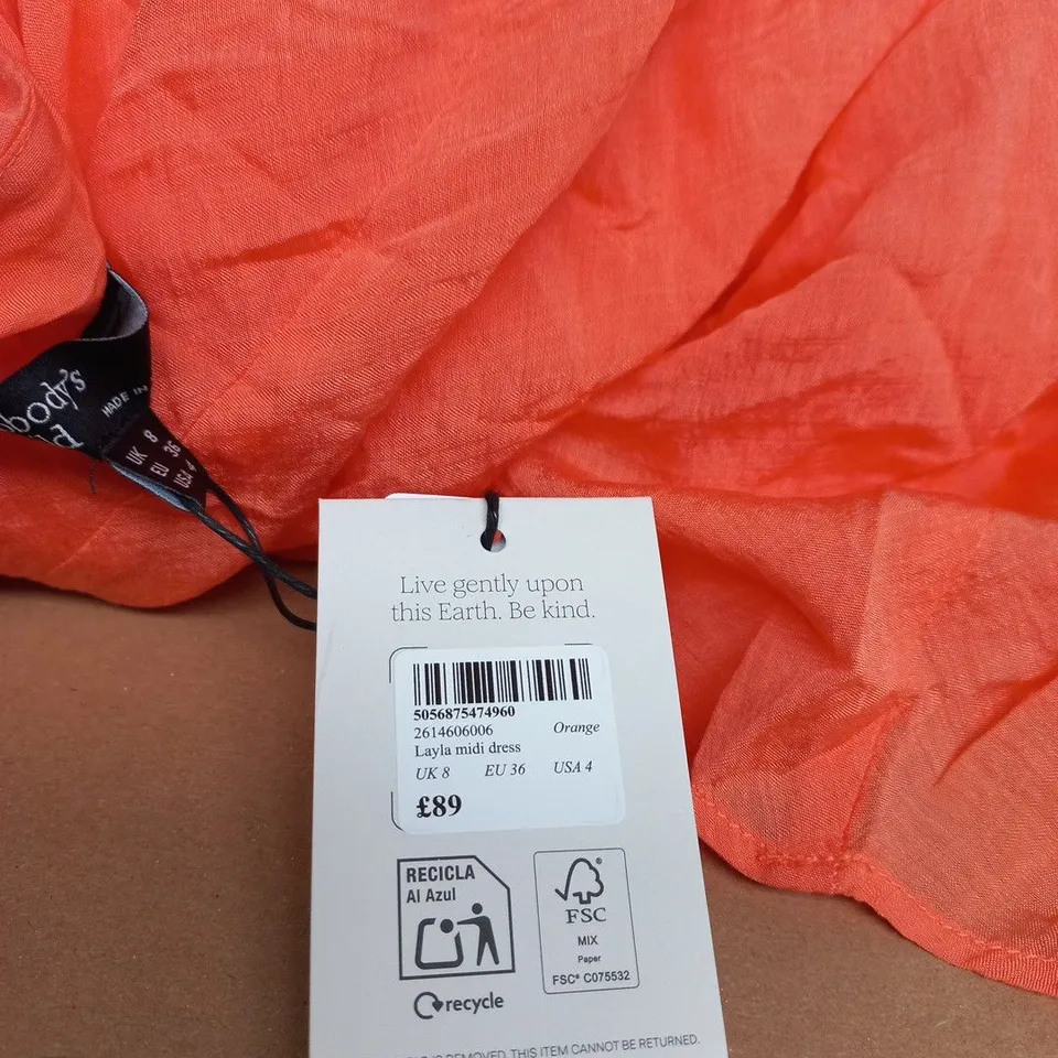 NOBODYS CHILD LAYLA MIDI DRESS – UK 8 – ORANGE