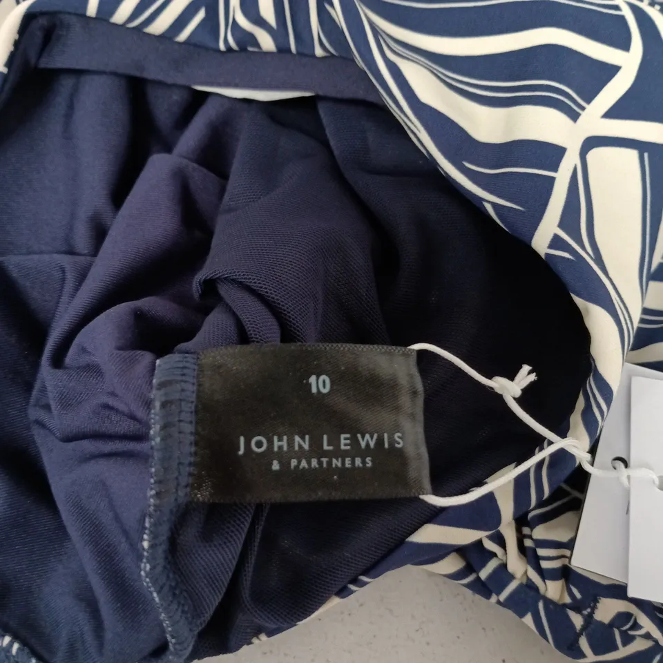 JOHN LEWIS & PARTNERS WOMEN'S NAVY/WHITE PRINTED SWIMSUIT – MEDIUM CONTROL, UK 10