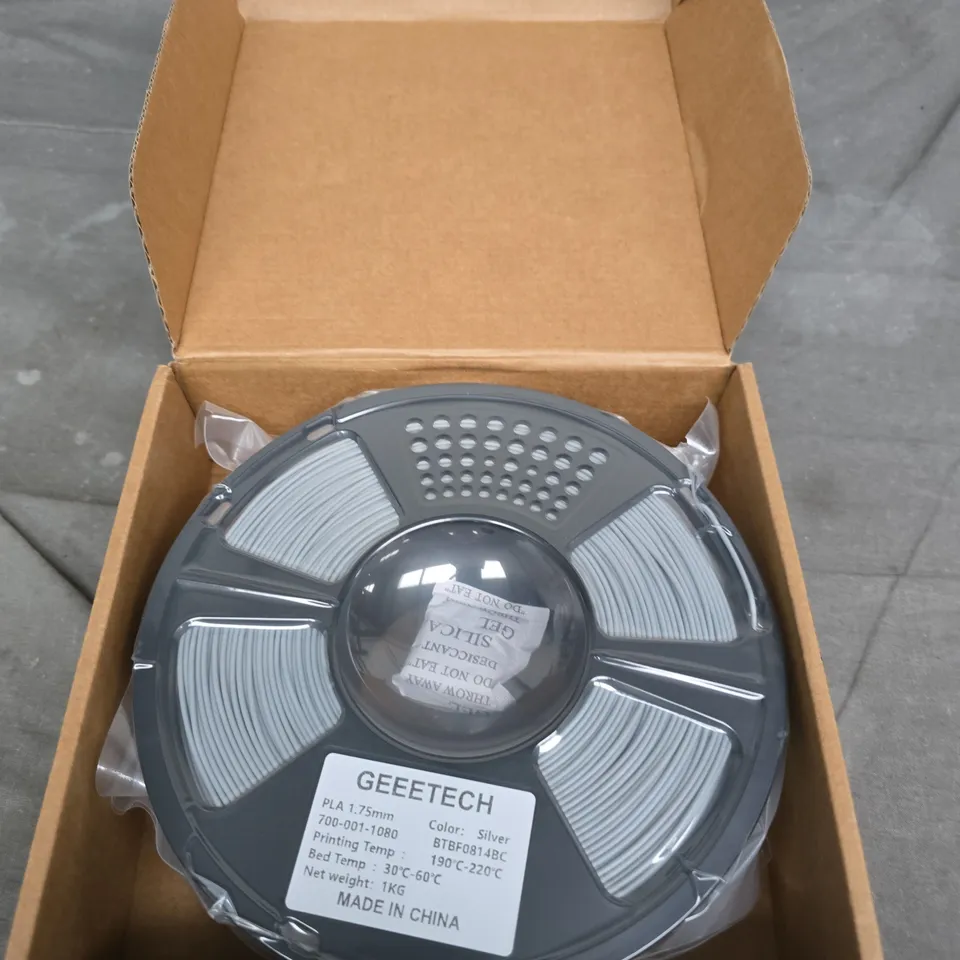 GEEETECH PLA 1.75MM FILAMENT – SILVER, 1KG SPOOL (MADE IN CHINA)