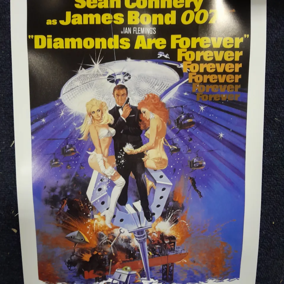 JAMES BOND DIAMONDS ARE FOREVER SIGNED MOVIE ART POSTER 
