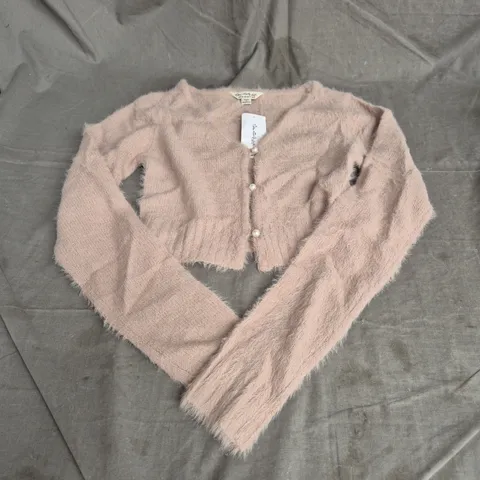 MISS SELFRIDGE CROPPED CARDIGAN IN MAUVE SIZE S