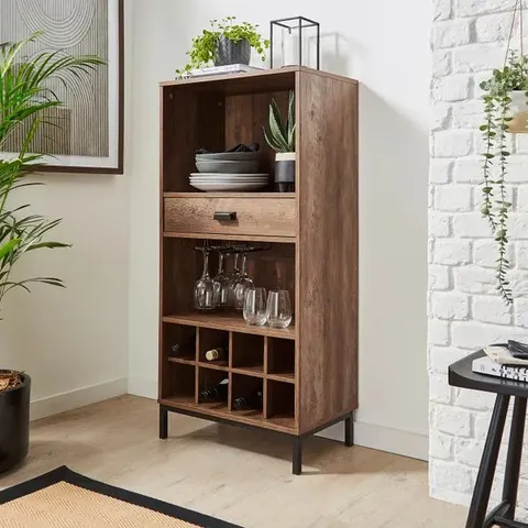 BOXED FULTON COMPACT WINE CABINET, PINE EFFECT (1 BOX)