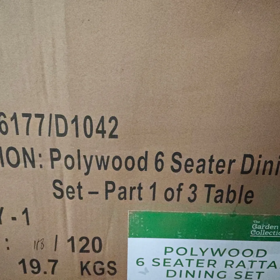 GARDEN COLLECTION POLYWOOD 6-SEATER DINING SET - 3 BOXES