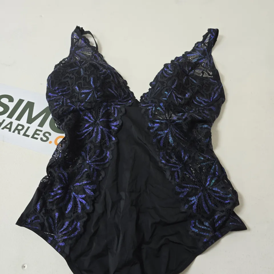 BONPRIX BLACK BODY WITH PURPLE FLORAL DETAIL SIZE 12