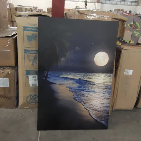 BAGGED WRAPPED CANVAS PRINT - BEACH AND FULL MOON