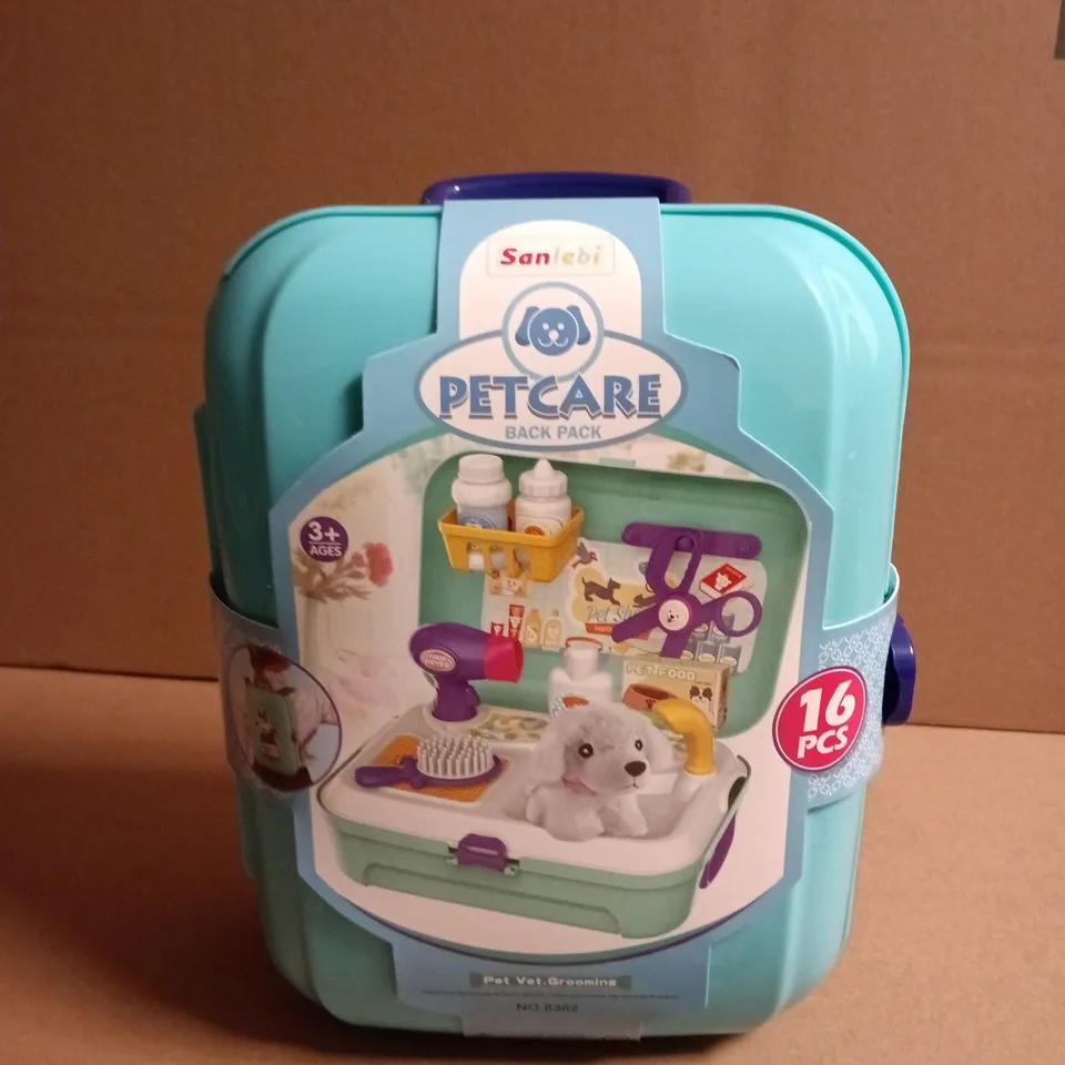 PET CARE BACK PACK - 16-PIECE GROOMING & VET TOY SET