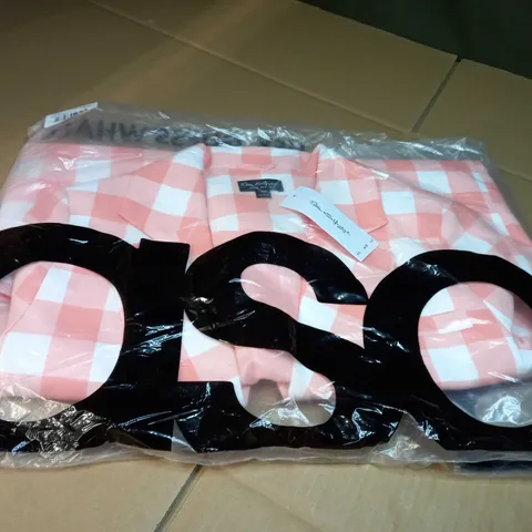 PACKAGED MISS SELFRIDGE PEACH GINGHAM BLAZER - SIZE 8