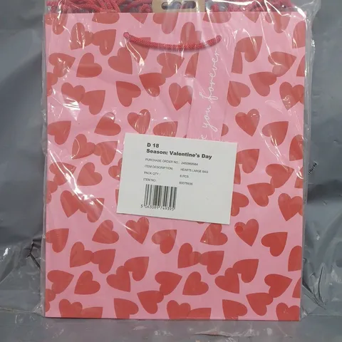 BOX OF APPROXIMATELY 20 PACKS OF VALENTINE'S DAY BAGS (6 PER PACK) - COLLECTION ONLY