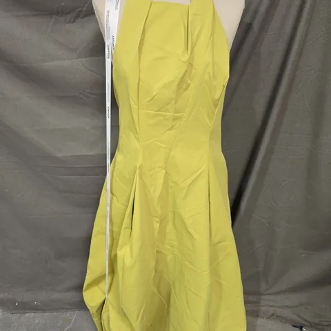 ARRANGE HALTER WRAP SEAM STRUCTURED MAXI DRESS IN CHARTREUSE SIZE 14