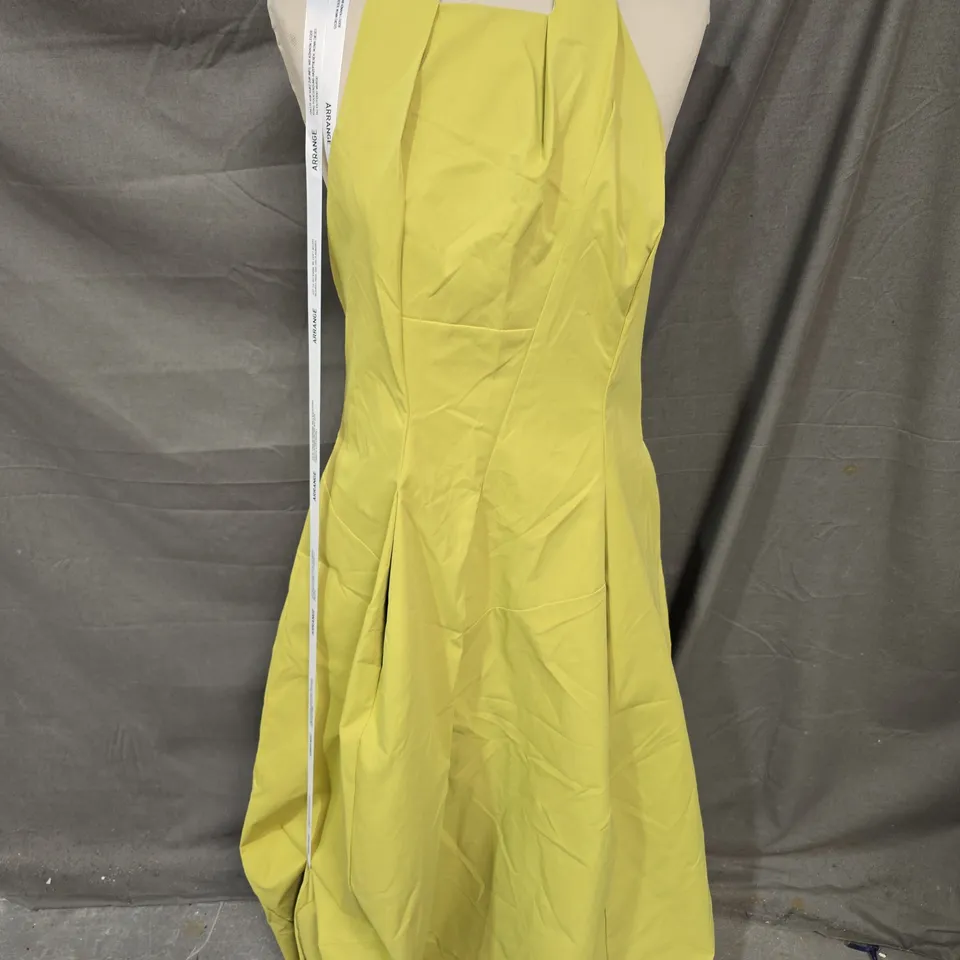 ARRANGE HALTER WRAP SEAM STRUCTURED MAXI DRESS IN CHARTREUSE SIZE 14