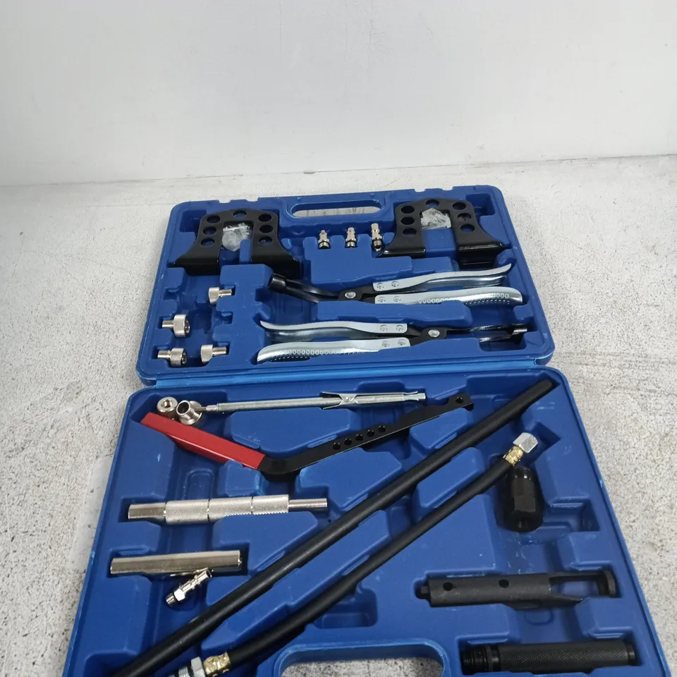 BLUE CARRY-CASE WITH ASSORTED HAND TOOLS AND ATTACHMENTS – PLA