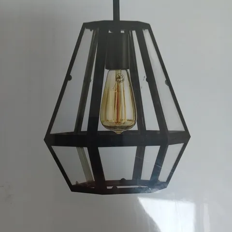BOXED THE LIGHTING COLLECTION BLACK HEXAGONAL PENDANT LIGHT WITH CLEAR GLASS
