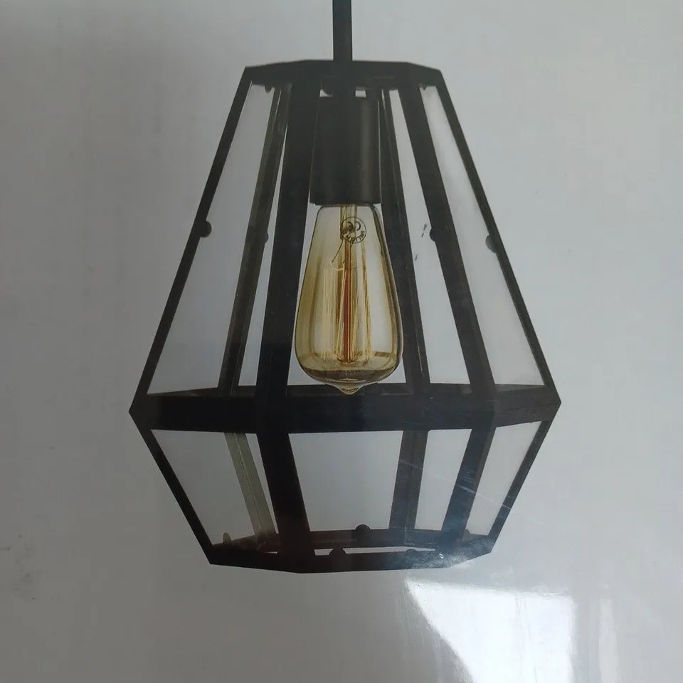 BOXED THE LIGHTING COLLECTION BLACK HEXAGONAL PENDANT LIGHT WITH CLEAR GLASS