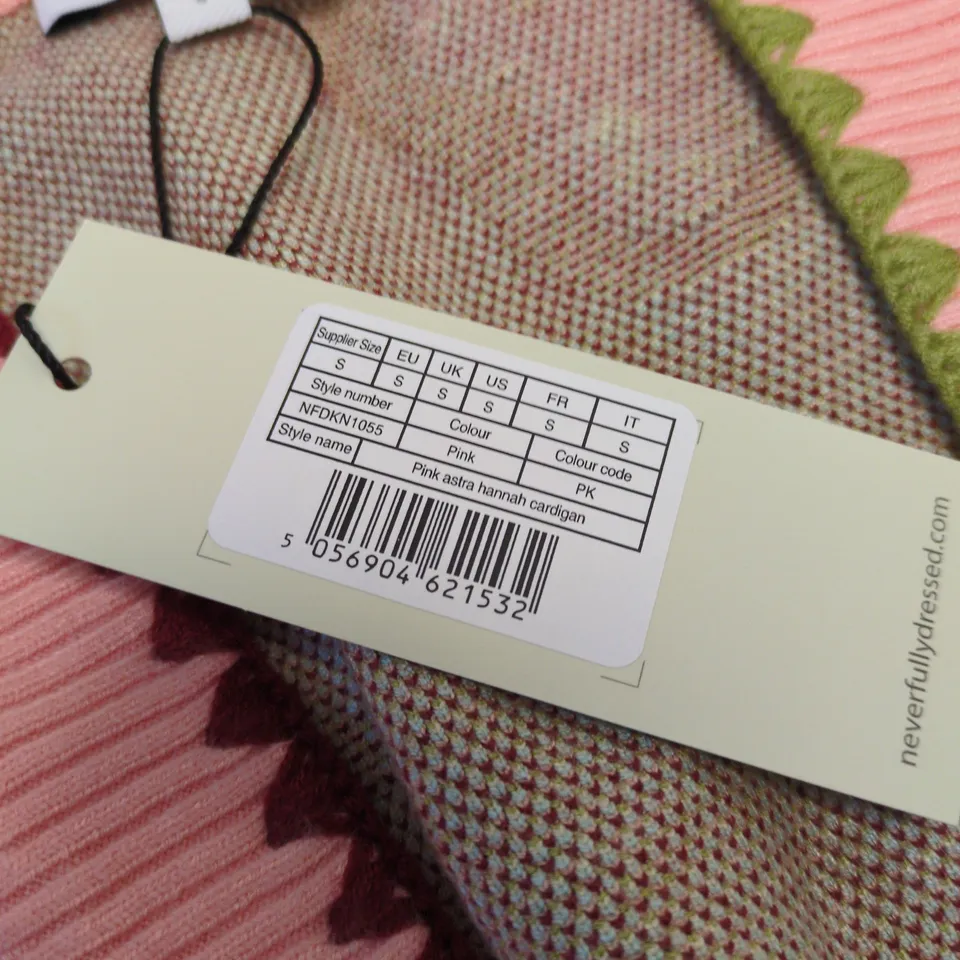 NEVER FULLY DRESSED PINK CARDIGAN, WOMEN'S SIZE S – MADE IN CHINA
