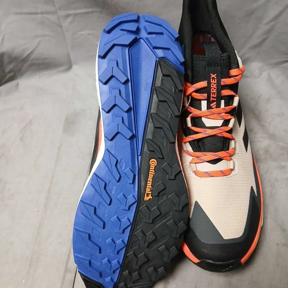 ADIDAS TERREX FREE HIKER 2 TRAIL SHOES – UK 10½ (US 11), BEIGE/BLACK/ORANGE