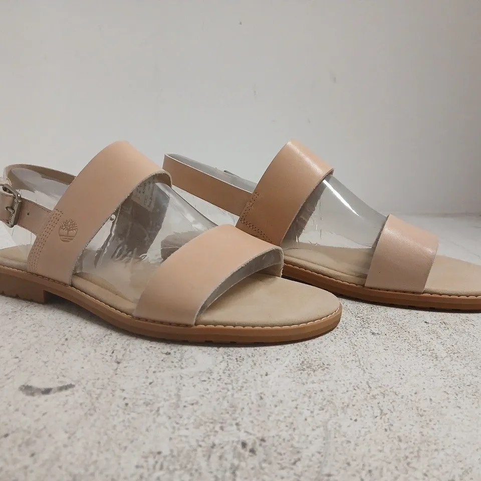 BOXED PAIR OF TIMBERLAND CHICAGO RIVERSIDE BACKSTRAP SANDALS IN PALE ROSE SIZE UK 7