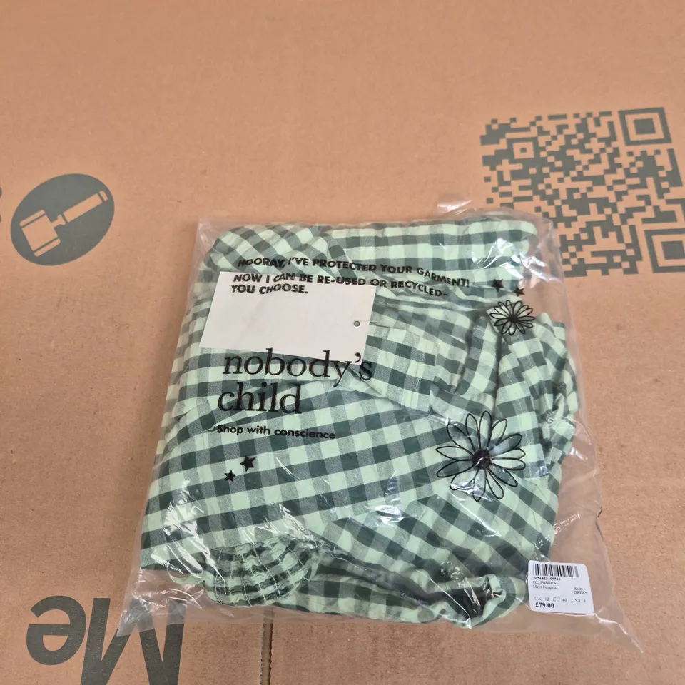 MAYA JUMPSUIT - GREEN & WHITE CHECK, UK 12 (EU 40, USA 8)