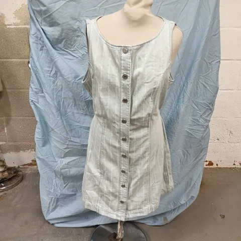 & OTHER STORIES DENIM SLEEVELESS BUTTON-FRONT DRESS – UK 12 (EU 44)