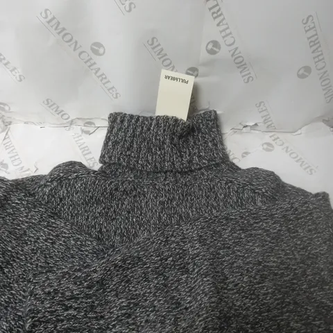 PULL AND BEAR SALT N PEPPER ROLL NECK JUMPER GREY MEDIUM