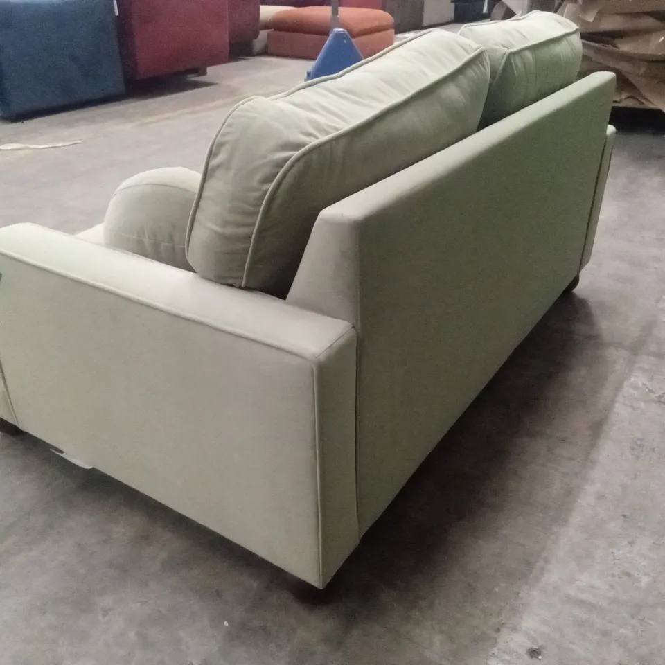QUALITY DESIGNER ADDISON 2 SEATER SAGE GREEN VELVET SOFA