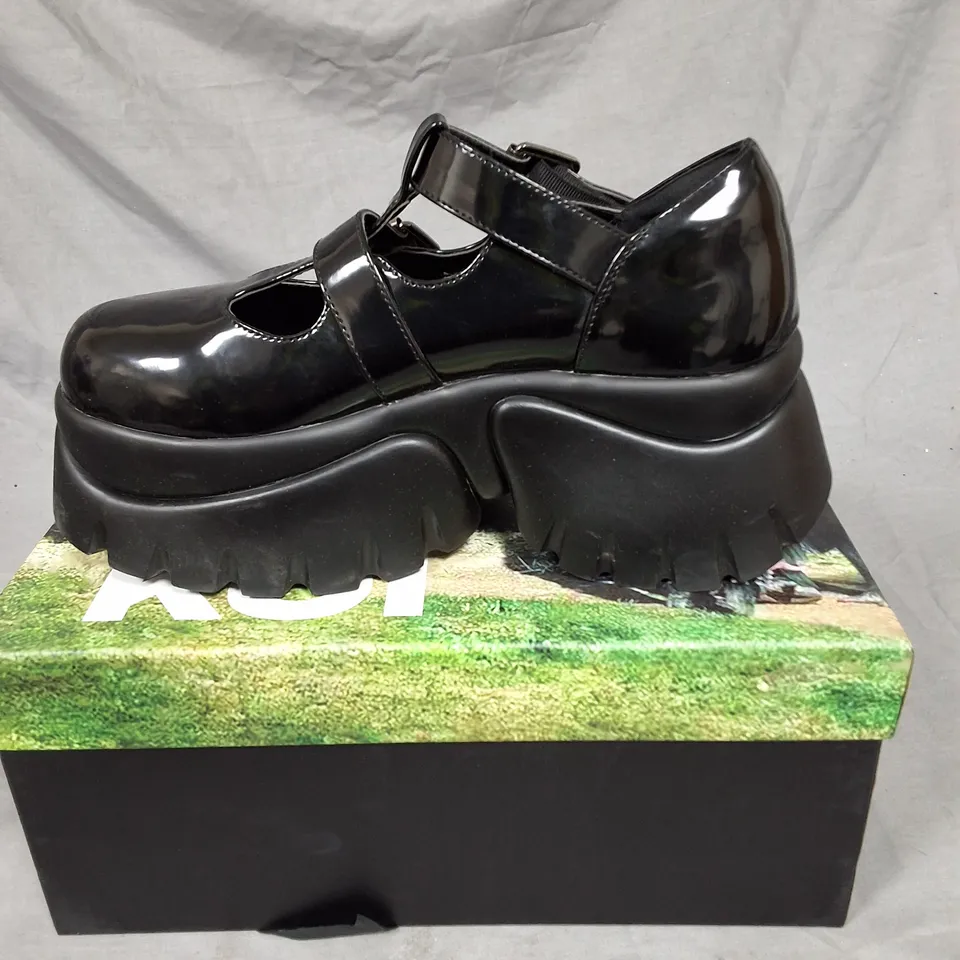 BOXED KOI MUNDUS PLATFORM STRAPPY MARY JANE'S IN BLACK - UK 6